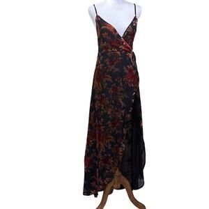 Tiger Mist wrap maxi dress, velvet, black/red, romantic, date night, gothic